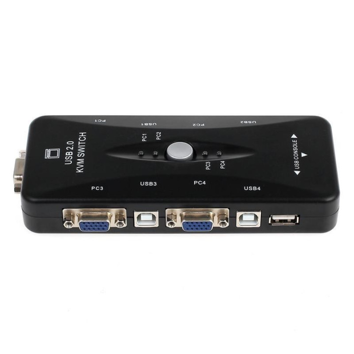 Conmutador de Teclado/Video/Mouse 4 puertos KVM Switch con Cables