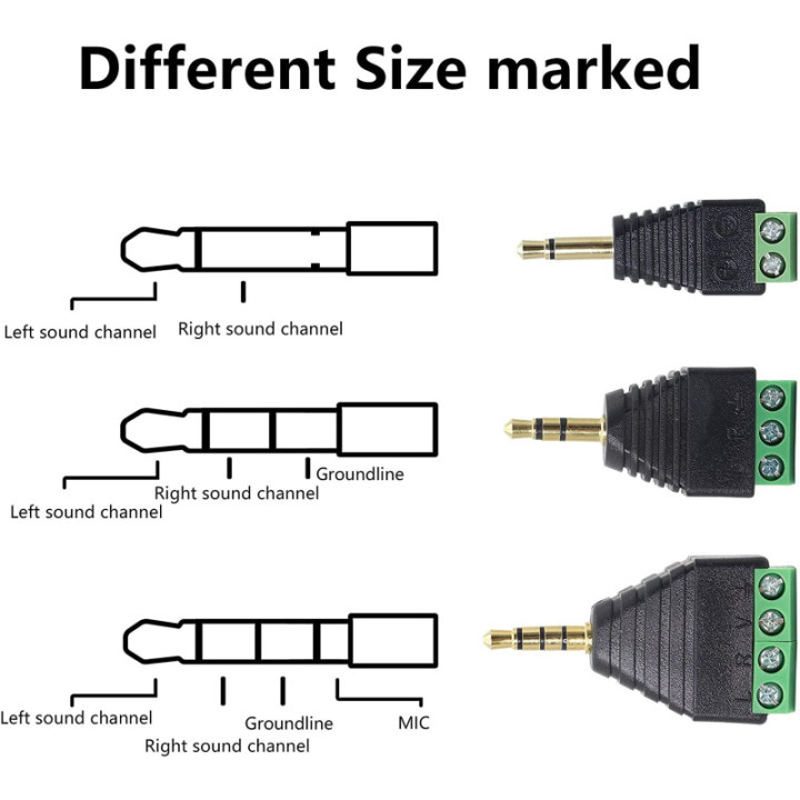 Conector de Audio 3.5mm a Terminal con 2 Tornillos