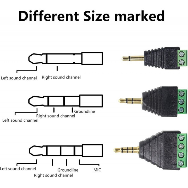 Conector de Audio 3.5mm a Terminal con 3 Tornillos
