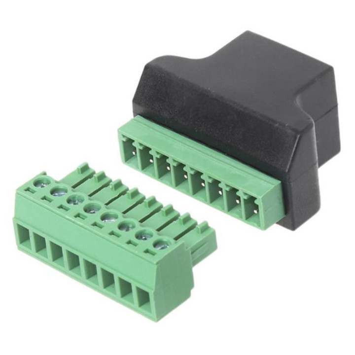 Conector Ethernet RJ45 Cat5/5e con Terminal Tipo Bloque 8 pines