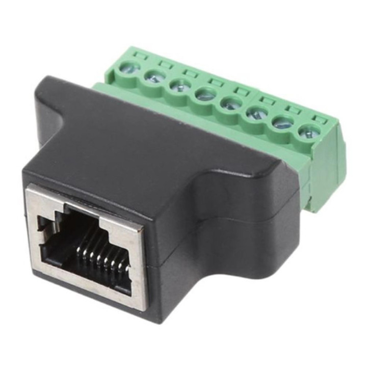 Conector Ethernet RJ45 Cat5/5e con Terminal Tipo Bloque 8 pines