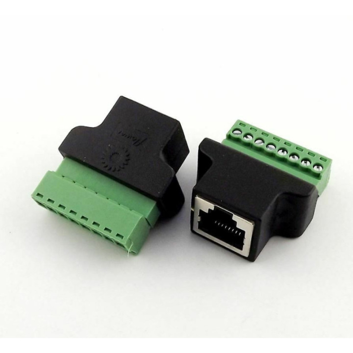 Conector Ethernet RJ45 Cat5/5e con Terminal Tipo Bloque 8 pines