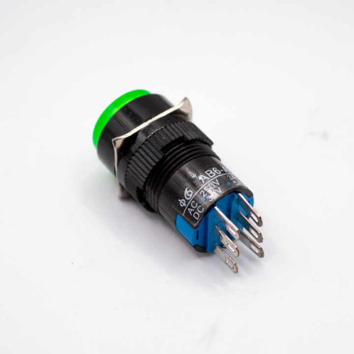 Interruptor Push Button P16 NC/NO 16mm 6 Pines con Bloqueo