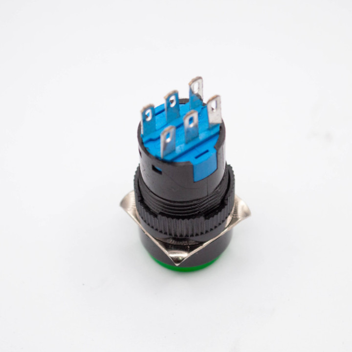 Interruptor Push Button P16 NC/NO 16mm 6 Pines con Bloqueo
