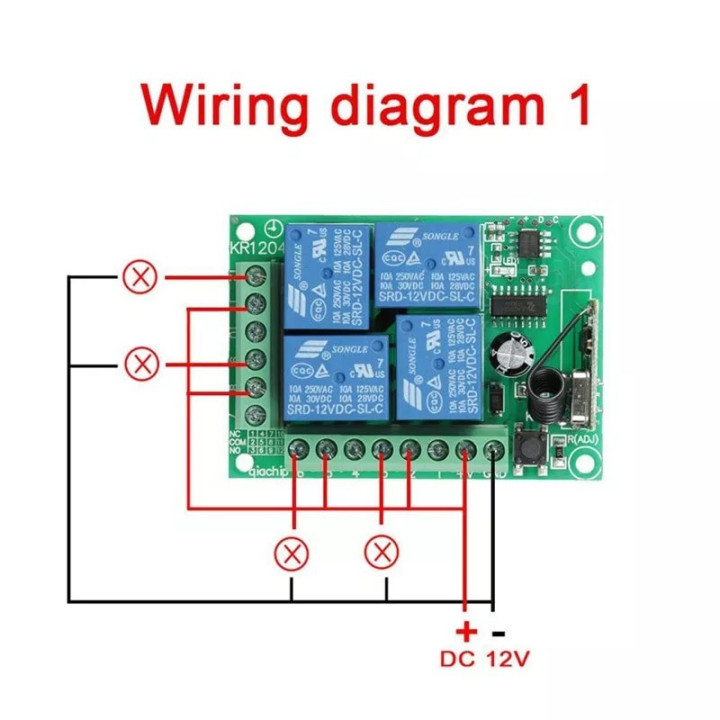 Rele Inalambrico 4 Canales 2 Controles 12V 433MHZ KR1204-4