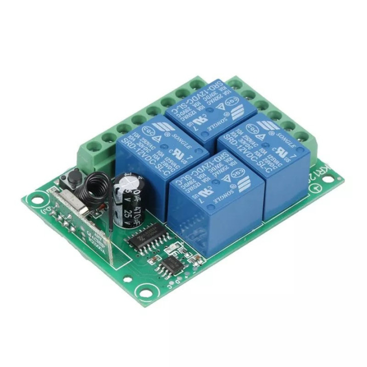 Rele Inalambrico 4 Canales 2 Controles 12V 433MHZ KR1204-4