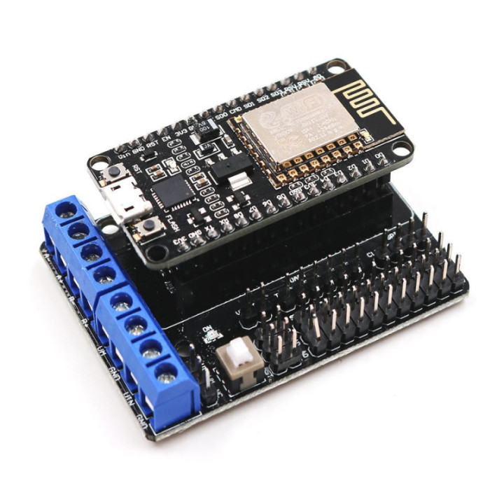 Tarjeta de Desarrollo IOT WIFI NodeMcu V2 ESP8266 SoM ESP-12E con Shield de Motores L293D