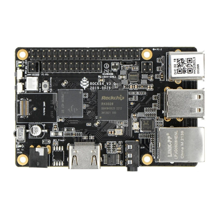 Pine64 ROCK64 con Rockchip RK3328 Cortex A53 Quad-Core 1.2GHz 4GB RAM