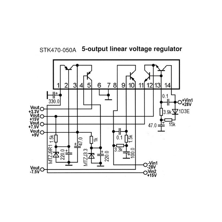 Amplificador de Audio STK470-050A 2CHN 10-50W