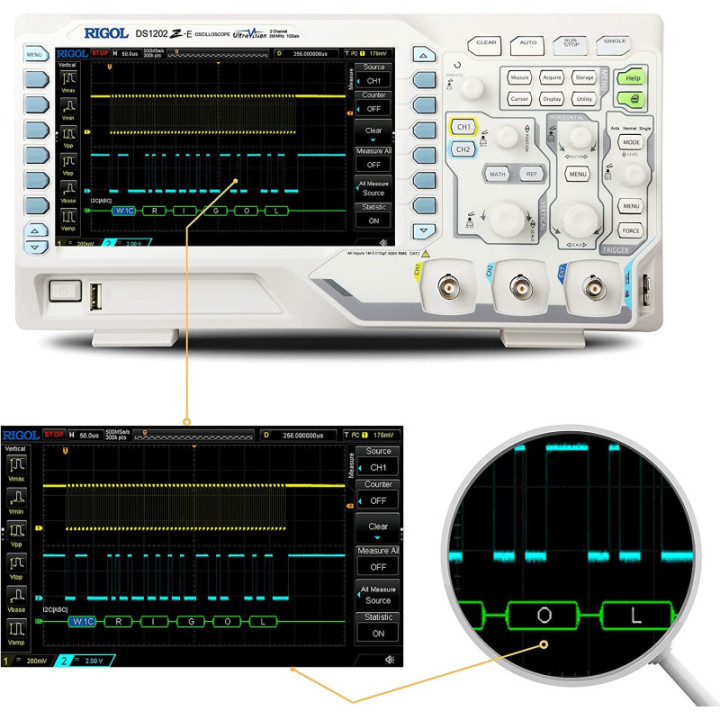 Osciloscopio Digital RIGOL DS1202z-E 2 Canales 200 MHZ 1GS/s