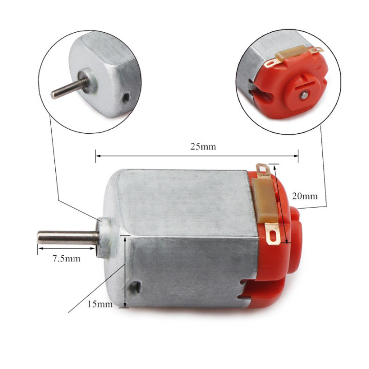 Mini Motor 130 DC 3-6V con Pinzas Cocodrilo