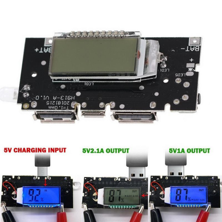 Modulo de Carga USB para Baterias 18650 con Pantalla BMS