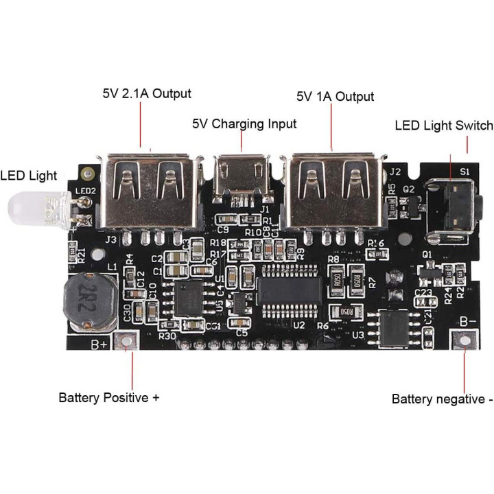 Modulo de Carga USB para Baterias 18650 con Pantalla BMS