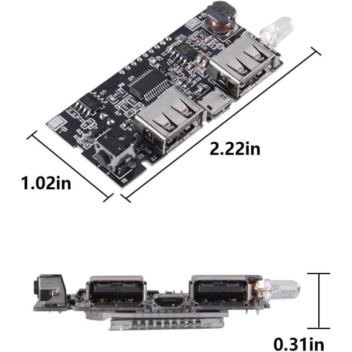 Modulo de Carga USB para Baterias 18650 con Pantalla BMS