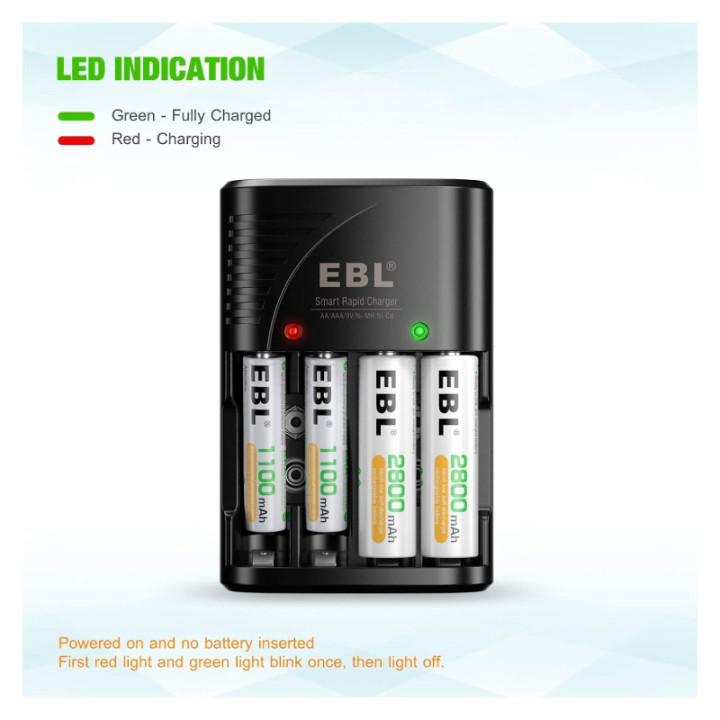 Cargador de Baterias AA/AAA/9V EBL-802