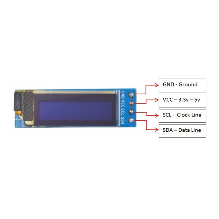 Pantalla Display OLED 0.91 Pulgadas I2C-SPI 128x32