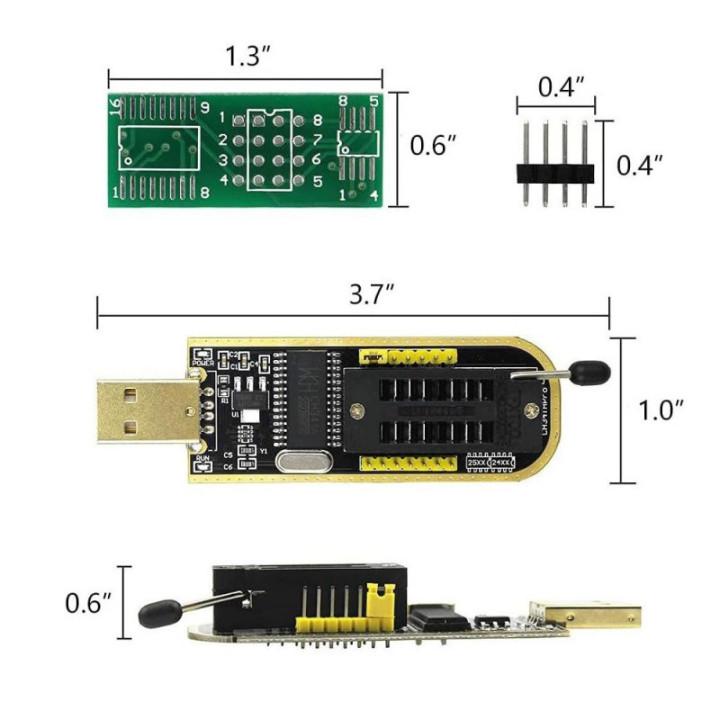 Programador USB CH341 con Base1.8v SPI Flash Sop8 Dip8 W25