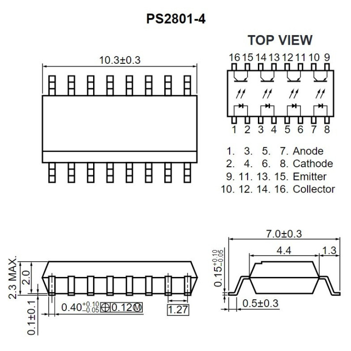 Optoacoplador PS2801-4 (SOP)