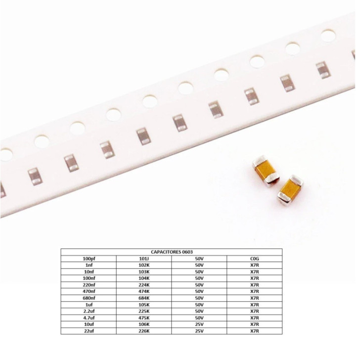 Capacitor Ceramico SMD 0603 25V/50V (2 Unidades)