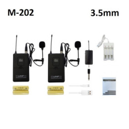 Microfonos Inalambricos M-202 UHF con 1 Receptor 3.5mm y 2 Transmisores