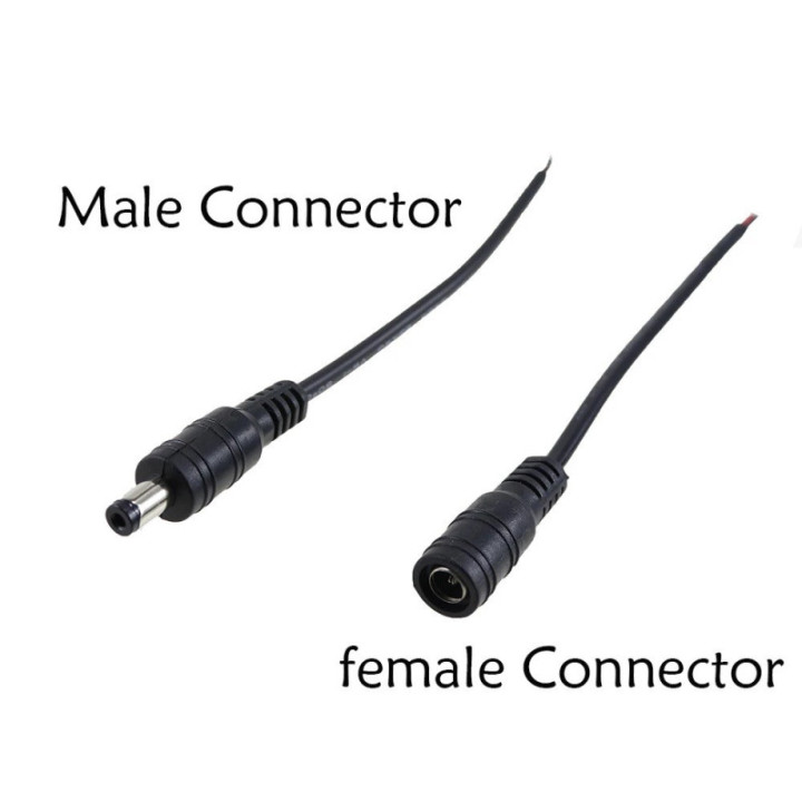 Conector Pigtail de conexion DC2.1 5.5x2.5mm Hembra / Macho