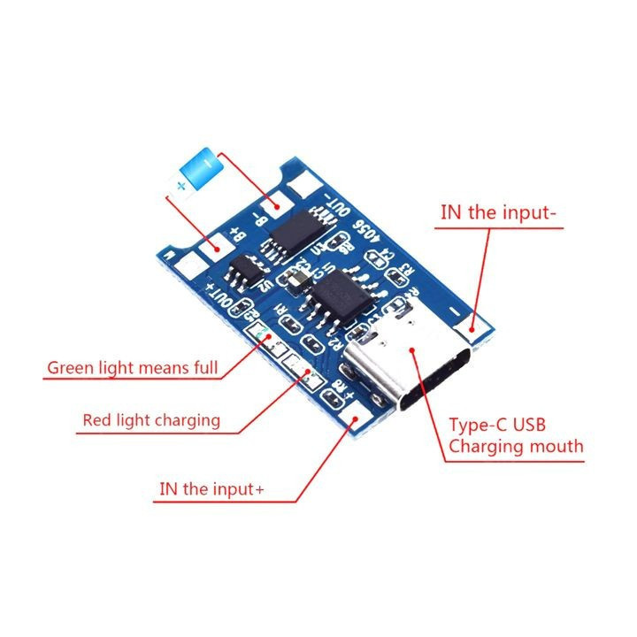 Cargador de Bateria BMS USB-C TP4056 1A