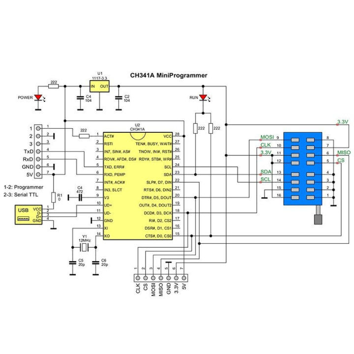 Programador USB CH341 con Base1.8v SPI Flash Sop8 Dip8 W25