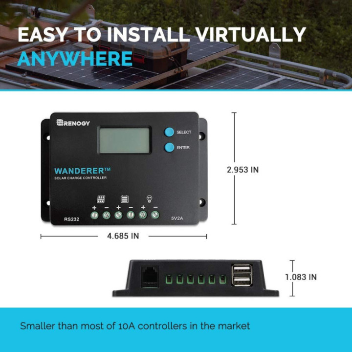 Controlador de Carga Solar 10A 12/24V WANDERER
