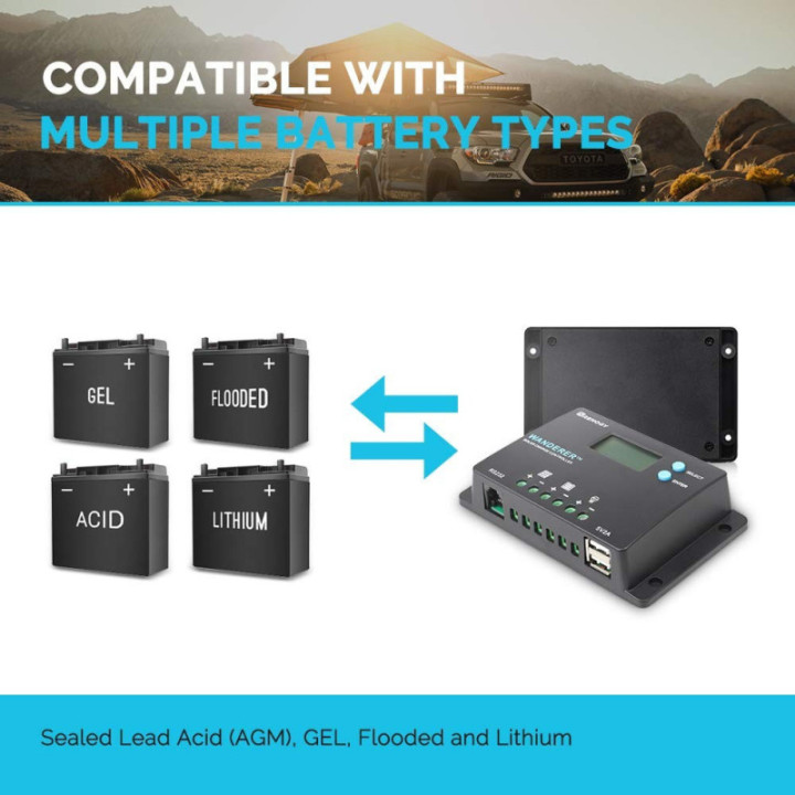 Controlador de Carga Solar 10A 12/24V WANDERER