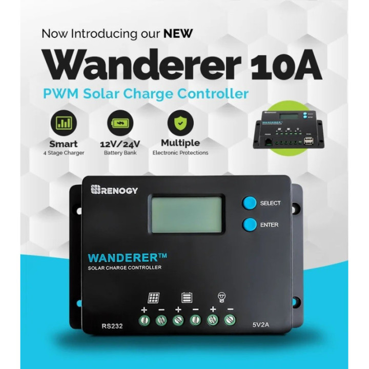 Controlador de Carga Solar 10A 12/24V WANDERER