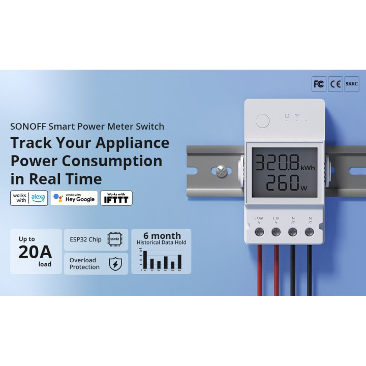 Medidor de Potencia e Interruptor WIFI POW Elite POWR3200D Sonoff