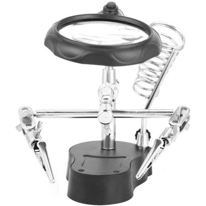 Lupa con Pinzas Sujetadoras y Luz LED TE-801