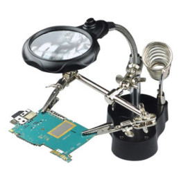 Lupa con Pinzas Sujetadoras y Luz LED TE-801