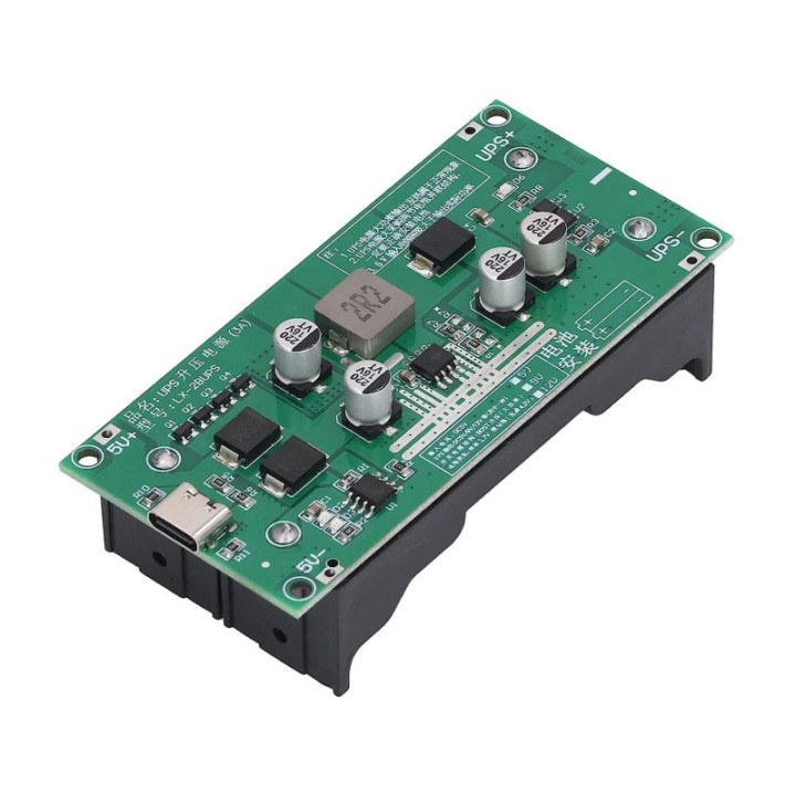 Modulo de Refuerzo de Carga de 2 Baterias de Litio 18650 USB-C 5V/9V/12V 3A para UPS LX-2BUPS
