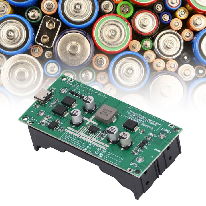 Modulo de Refuerzo de Carga de 2 Baterias de Litio 18650 USB-C 5V/9V/12V 3A para UPS LX-2BUPS