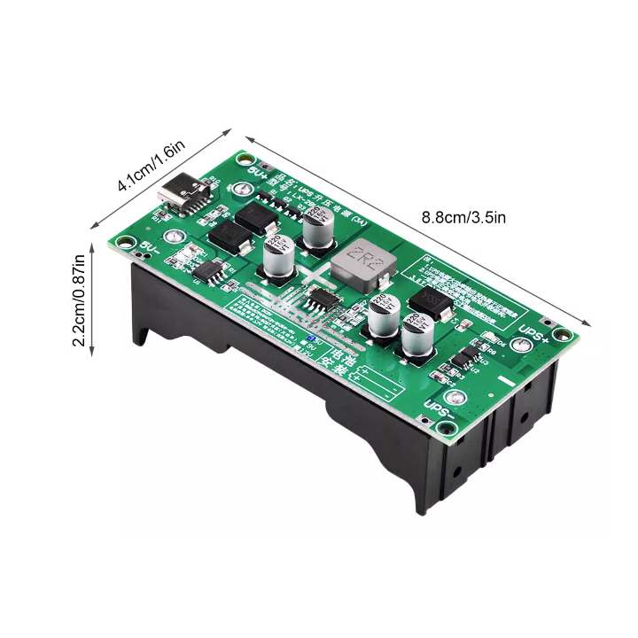 Modulo de Refuerzo de Carga de 2 Baterias de Litio 18650 USB-C 5V/9V/12V 3A para UPS LX-2BUPS