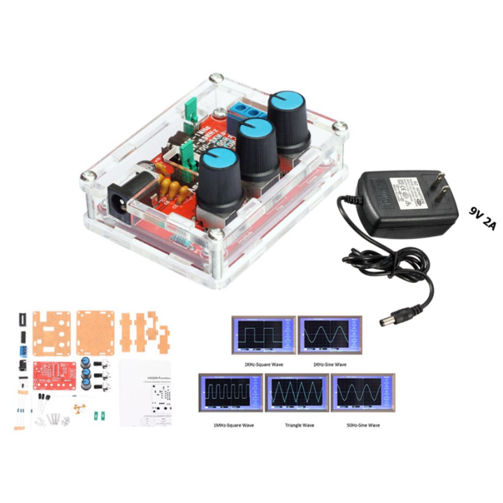 Generador de funciones XR2206 armado con fuente de energia 9V 2A