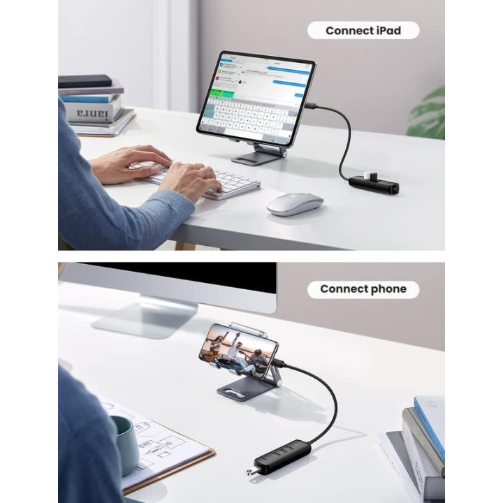 Adaptador HUB de USB-C a USB 3.0 y RJ45 10/100M UGREEN
