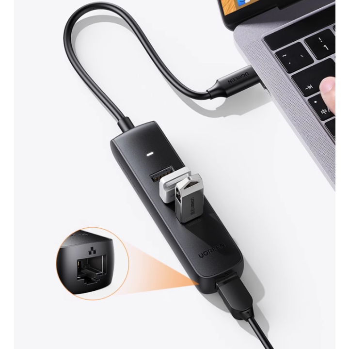 Adaptador HUB de USB-C a USB 3.0 y RJ45 10/100M UGREEN