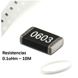 Resistencia SMD 1% 1/8W 0603 0.1OHM - 10MOHM (5 unidades)