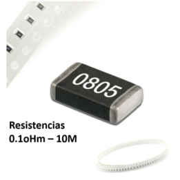 Resistencia SMD 1% 1/8W 0805 0.1OHM - 10MOHM (5 unidades)