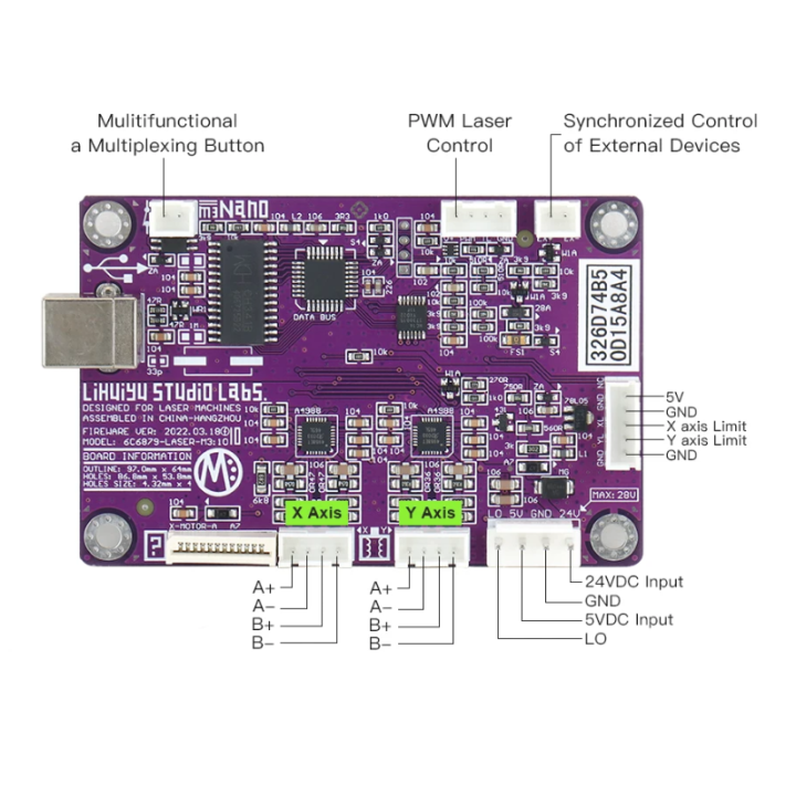 Tarjeta Madre para Sistema de Grabado y Cortado Laser CO2 M3 Lihuiyu (DIY)