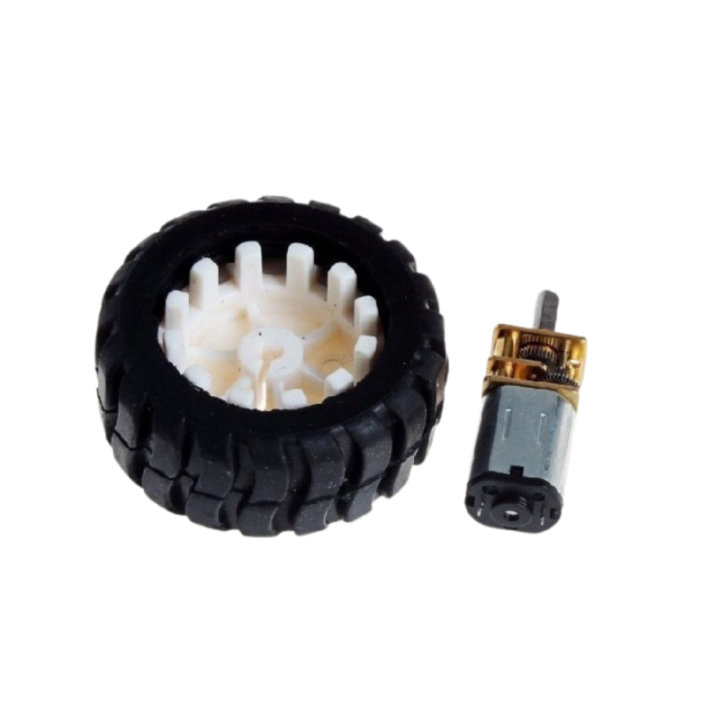 Motor con caja reductora metalica y llanta 6V/12V 100/300RPM