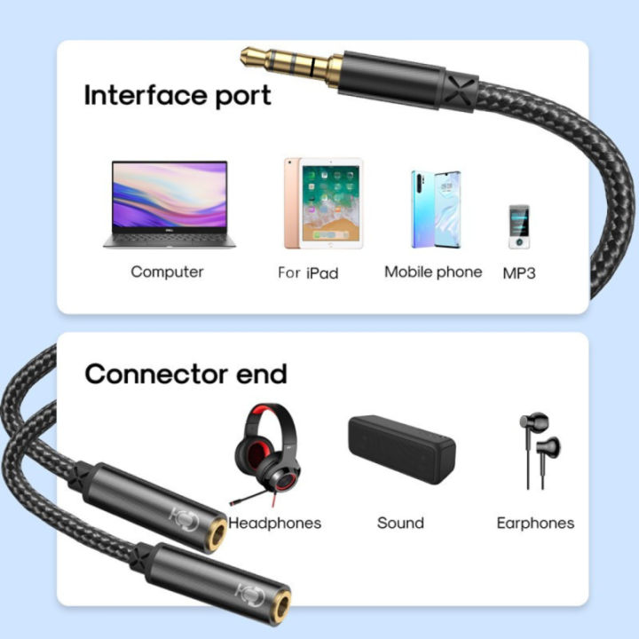 Separador de Audio para 2 Sets de Audifonos