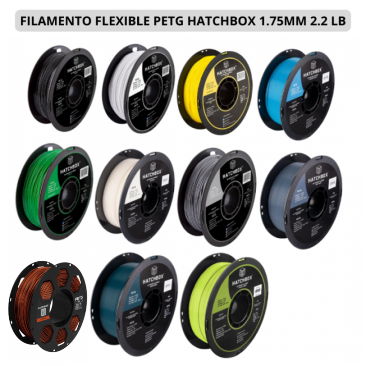 Filamento Flexible PETG Hatchbox 1.75mm 2.2 Lb