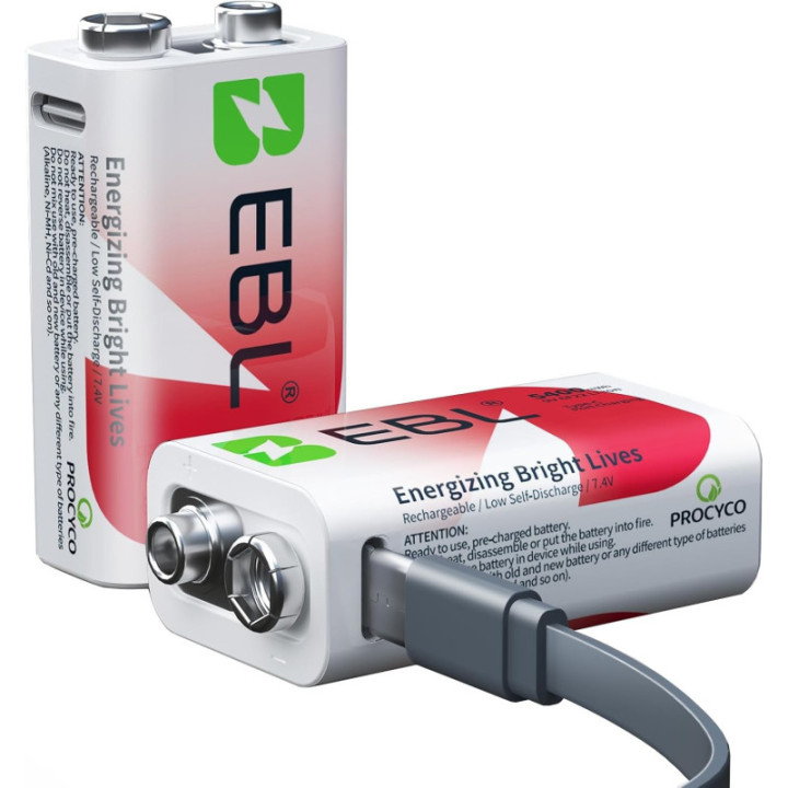 Bateria Recargable 9V USB EBL 5400mWh