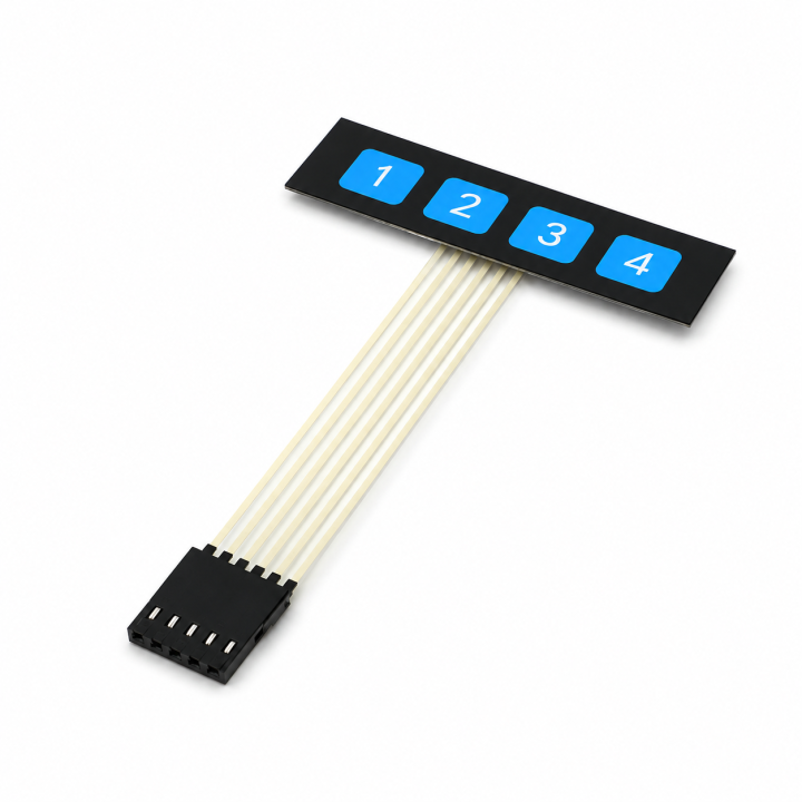 Teclado Matricial de Membrana 1x4 de 4 Teclas