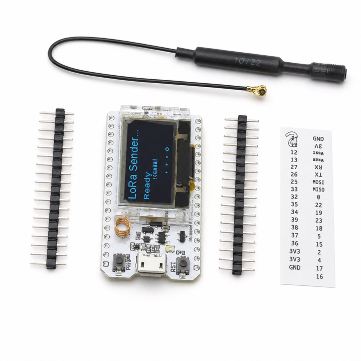 Placa de Desarrollo ESP32 con LoRa SX1276, Pantalla OLED, WiFi y Bluetooth