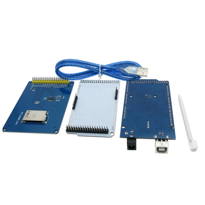 Tarjeta de Desarrollo Mega 2560 R3, Shield y Pantalla Touch 3.2 Pulgadas (Kit)