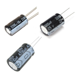 Capacitores electroliticos de 1000uf, 2200uf, 3300uf, 4700uf o 10000uf  1 valor (1 unidad)